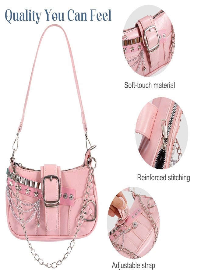 FrexCheng Cute Y2K Purse - Shoulder Bag with Chain Strap, Versatile Handbag for Women, Perfect for Daily Use, Parties & Travel (Pink) - Image 3